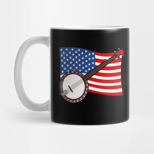 4th July Banjo America Rocks USA Flag Banjoist Mug